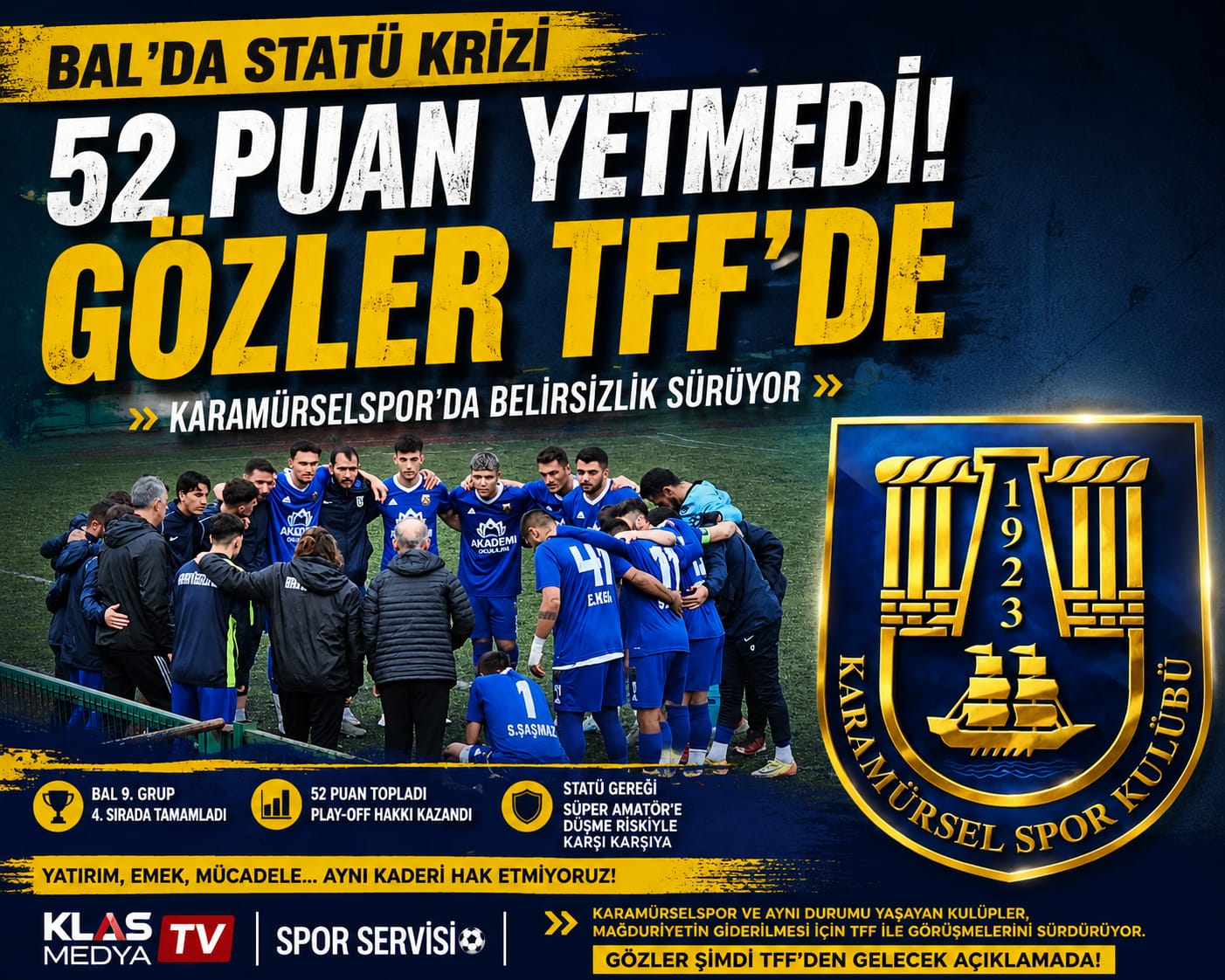 KARAMÜRSELSPOR İÇİN GÖZLER TFF'DE